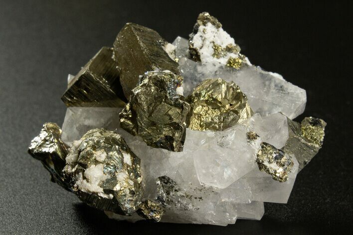 Columnar Calcite with Chalcopyrite and Pyrite - Fluorescent! #330095